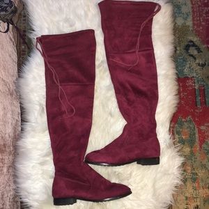 Over the Knee Burgundy “Suede” Boots